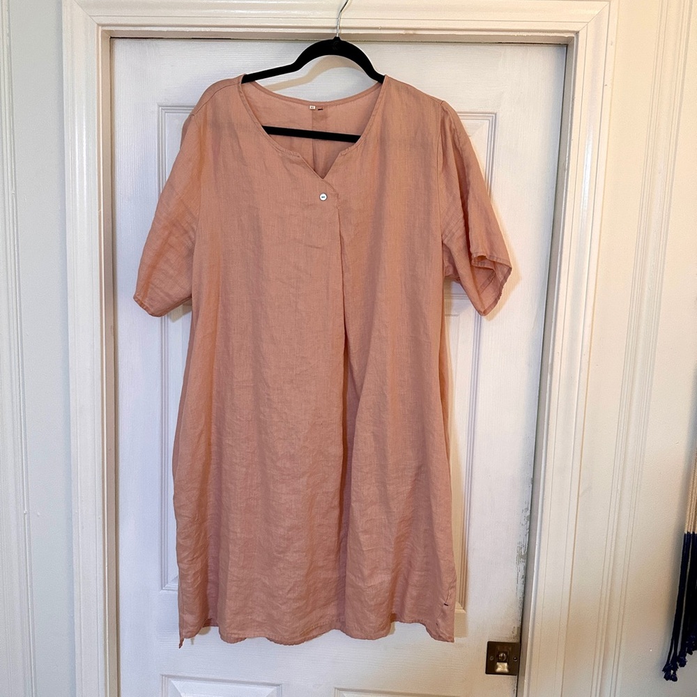Women's Blush Pink Linen Dress